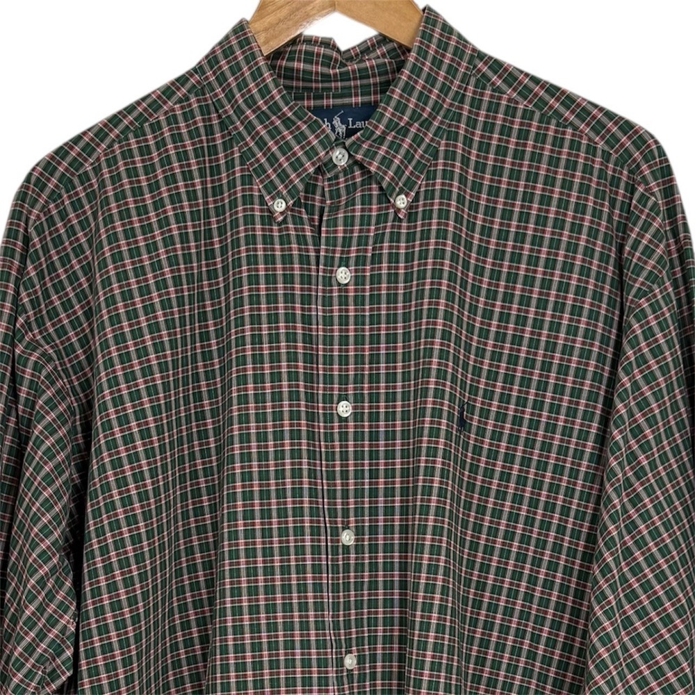 Polo Ralph Lauren Mens XL Green Plaid Long Sleeve Button-Down Shirt Mens Read